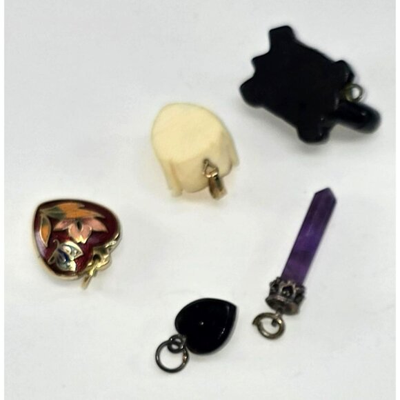 Assorted Jewelry Pendants Set Amethyst Enamel Heart Charms Tortoise Rose li608 - Picture 7 of 10